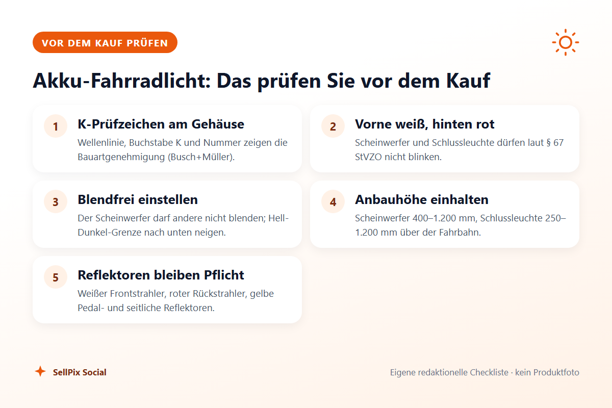 Checkliste: Akku-Fahrradlicht nach StVZO kaufen