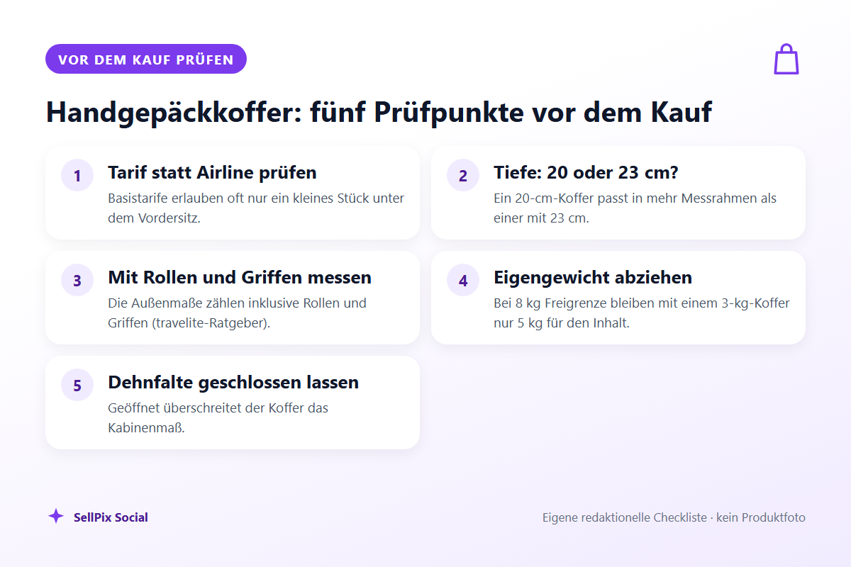 Checkliste: Handgepäckkoffer nach Airline-Maßen wählen