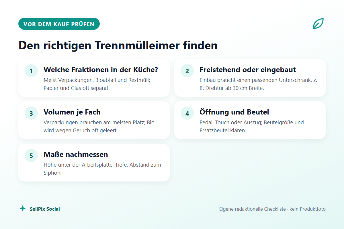 Checkliste zur Auswahl eines Trennmülleimers