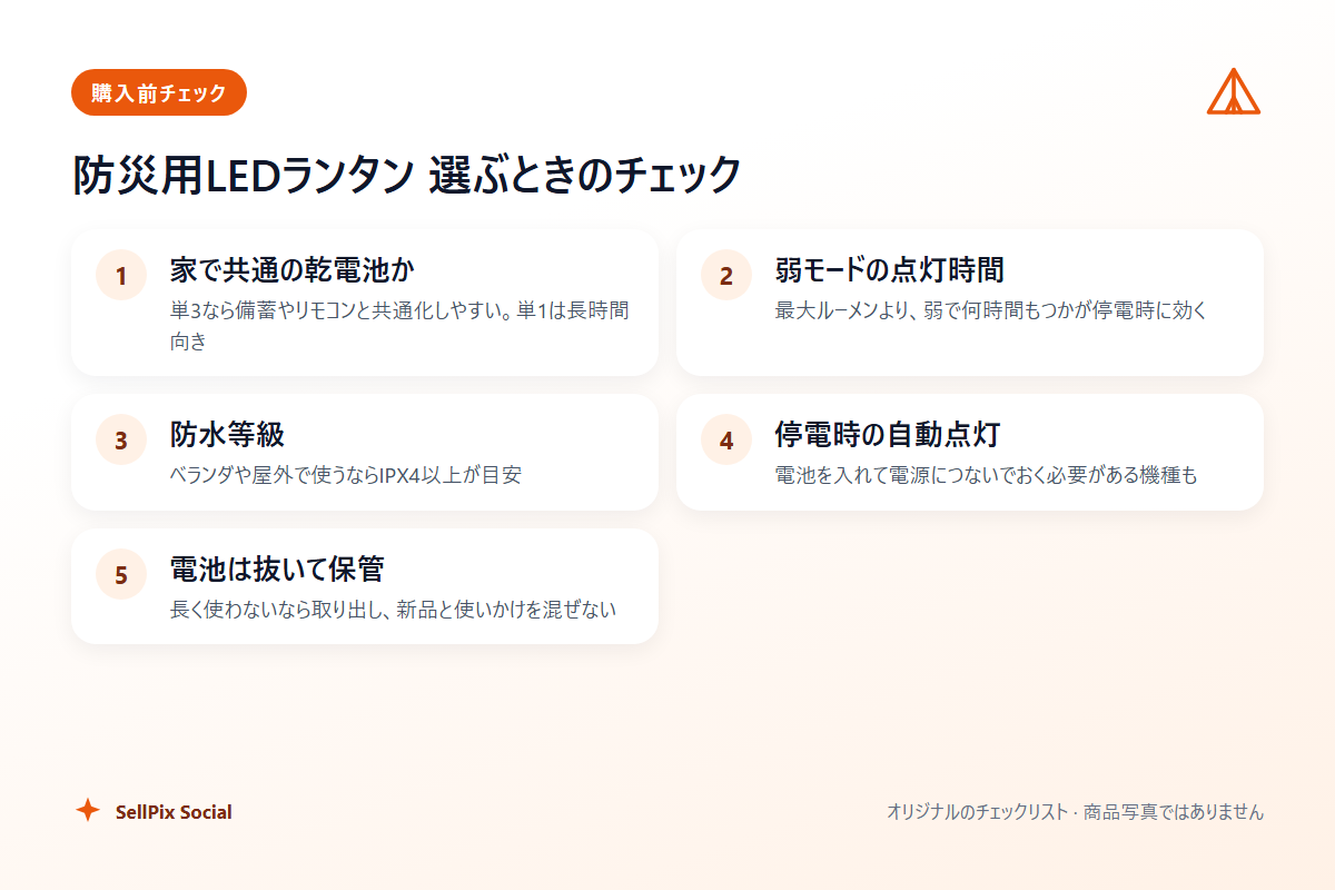 防災用LEDランタンを選ぶときのチェックリスト