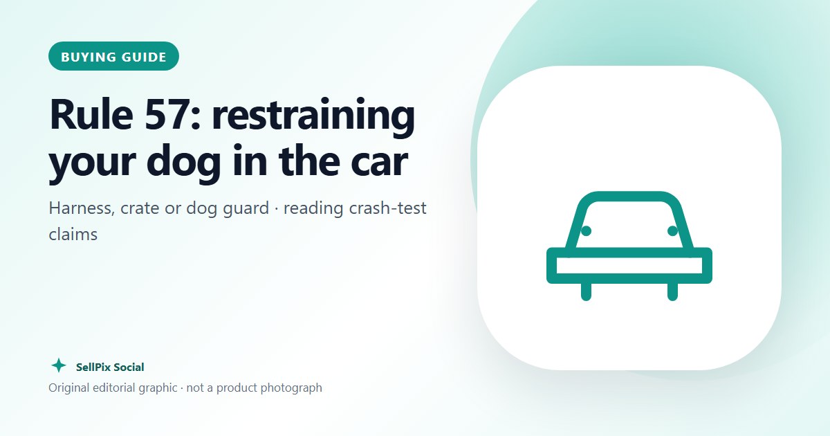 Rule 57: restraining your dog in the car – Original editorial graphic · not a product photograph
