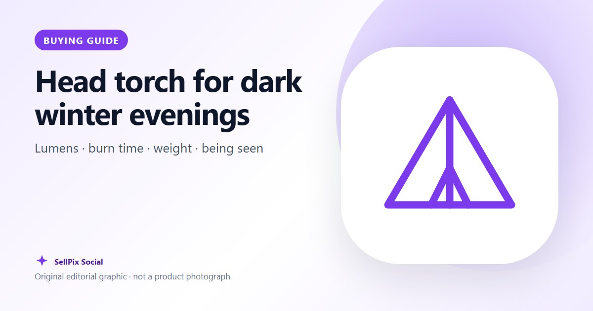 Head torch for dark winter evenings – Original editorial graphic · not a product photograph