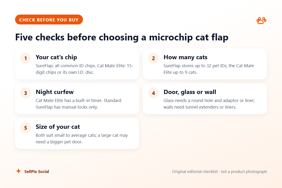 Checklist of five checks before buying a microchip cat flap