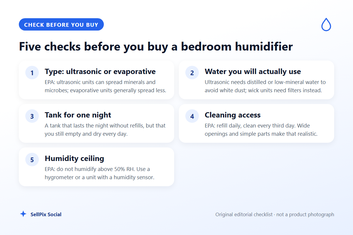 Five checks before you buy a bedroom humidifier